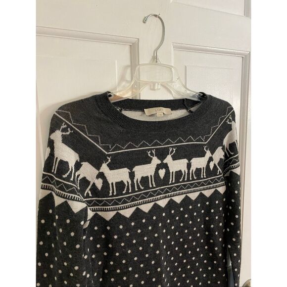 LOFT fair isle reindeer sweater size S - Picture 5 of 9